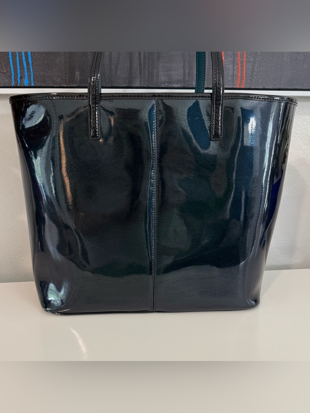 COACH Glossy Black Patent with shimmer Tote - Picture 3 of 6